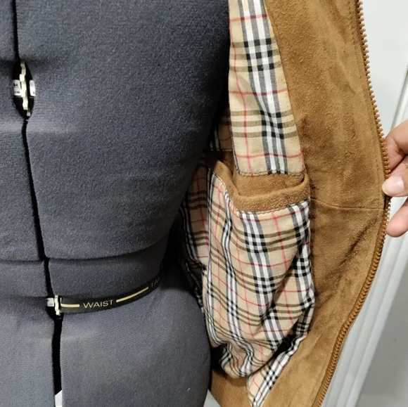 Vintage Alan Michaels tan leather suede bomber jacket men's size 38 - Picture 4 of 9